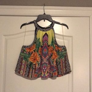 Women’s multicolored crop top, size large